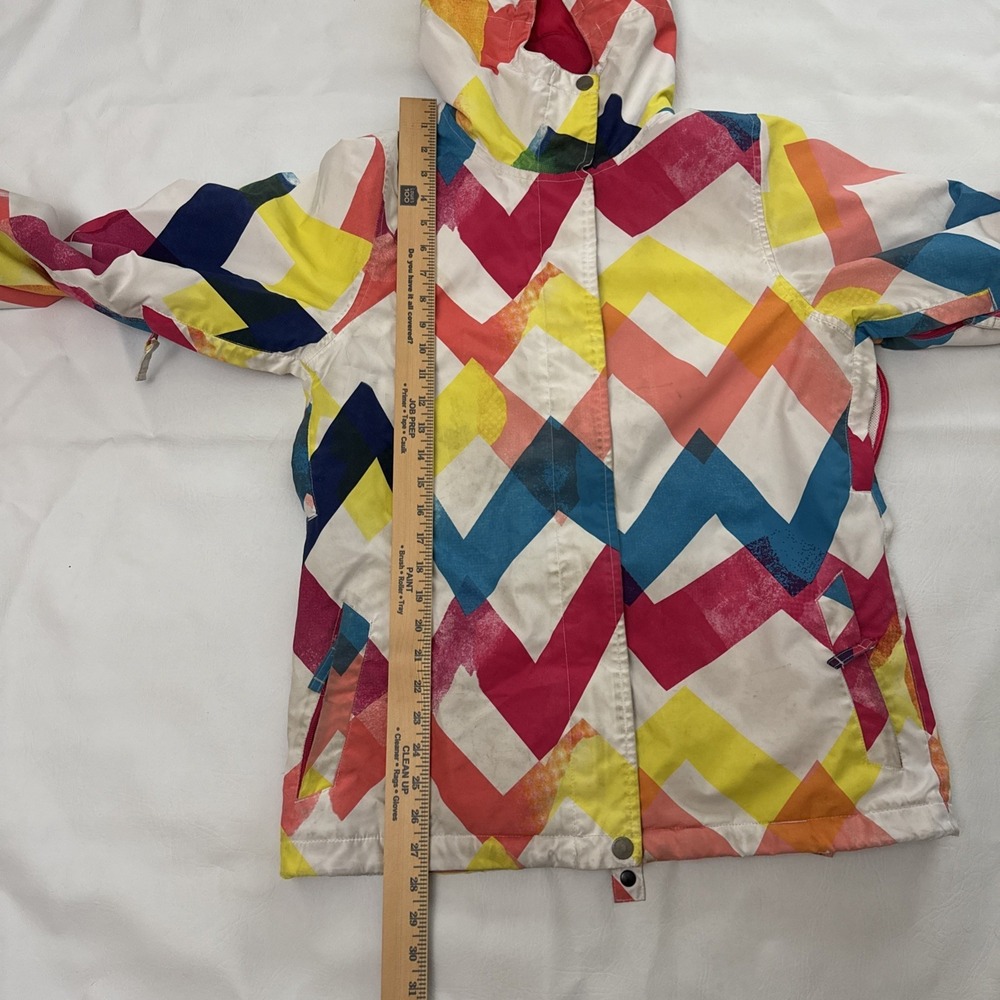 EMPYRE Zip Up Multicolor Rainbow Hooded Snowboard Jacket Women's M Chevron - Picture 6 of 6